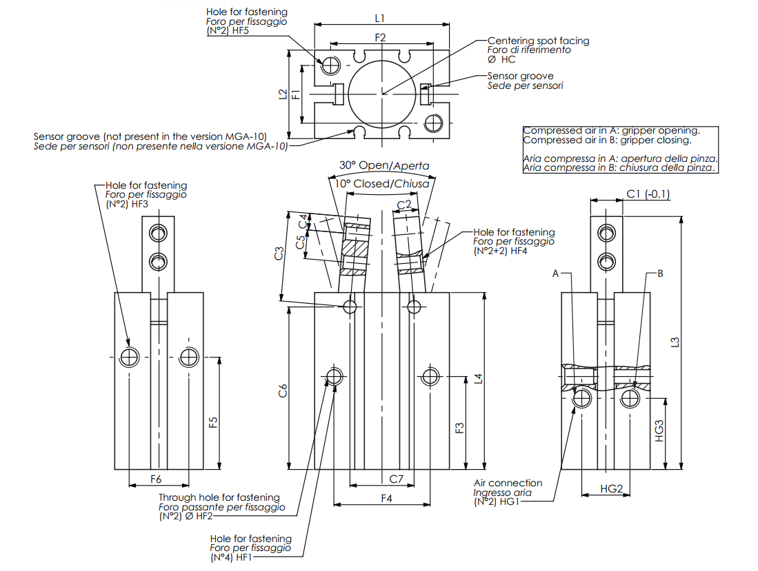 Cylinder Pneumatic Grippers MG Series